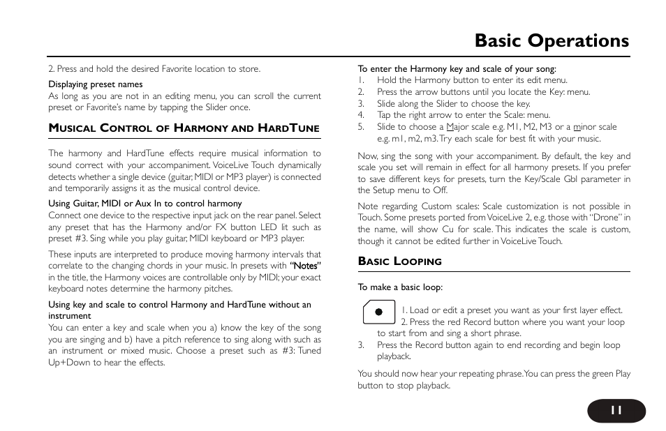 Basic operations | TC-Helicon VoiceLive Touch User Manual User Manual | Page 10 / 42