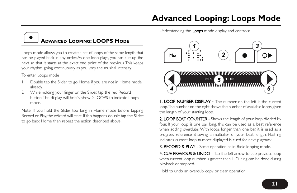 Advanced looping: loops mode | TC-Helicon VoiceLive Touch User Manual User Manual | Page 20 / 42