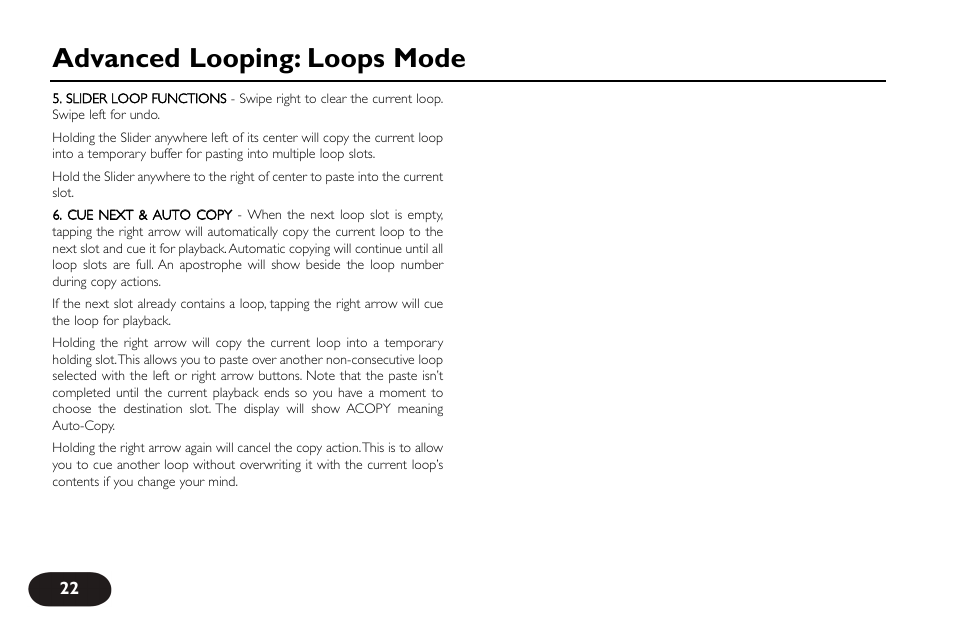 Advanced looping: loops mode | TC-Helicon VoiceLive Touch User Manual User Manual | Page 21 / 42