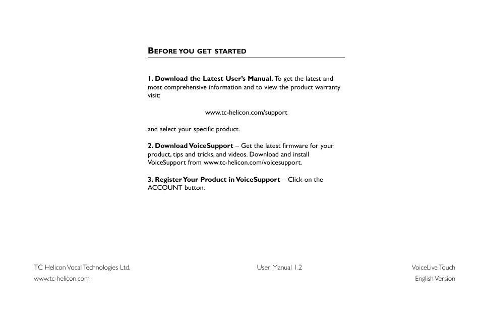 TC-Helicon VoiceLive Touch User Manual User Manual | Page 3 / 42