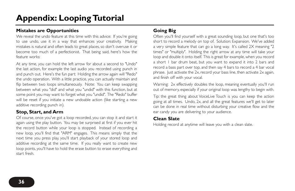 Appendix: looping tutorial | TC-Helicon VoiceLive Touch User Manual User Manual | Page 35 / 42