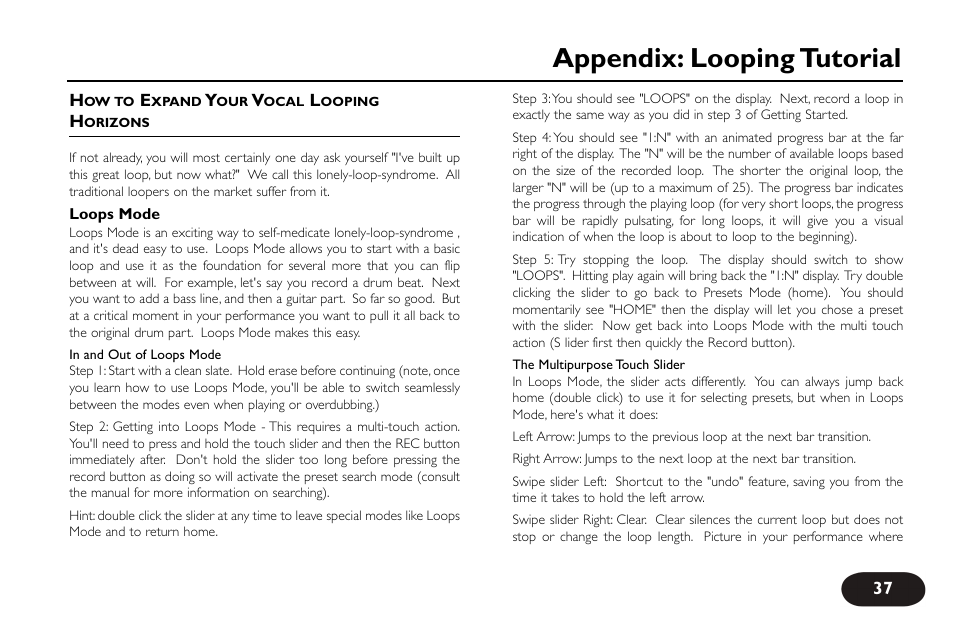Appendix: looping tutorial | TC-Helicon VoiceLive Touch User Manual User Manual | Page 36 / 42