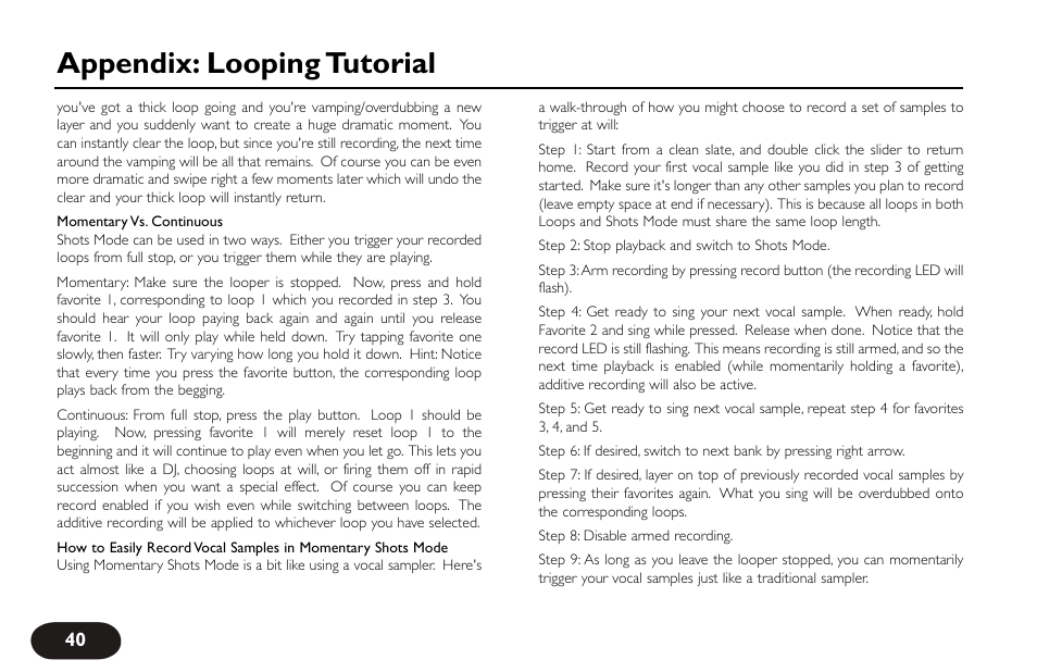 Appendix: looping tutorial | TC-Helicon VoiceLive Touch User Manual User Manual | Page 39 / 42