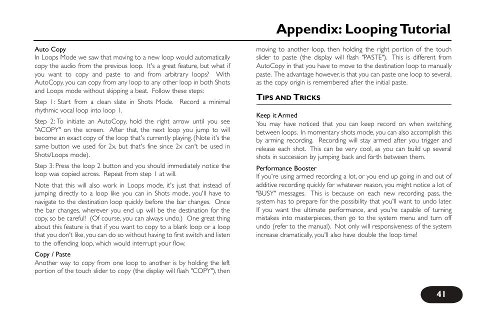 Appendix: looping tutorial | TC-Helicon VoiceLive Touch User Manual User Manual | Page 40 / 42