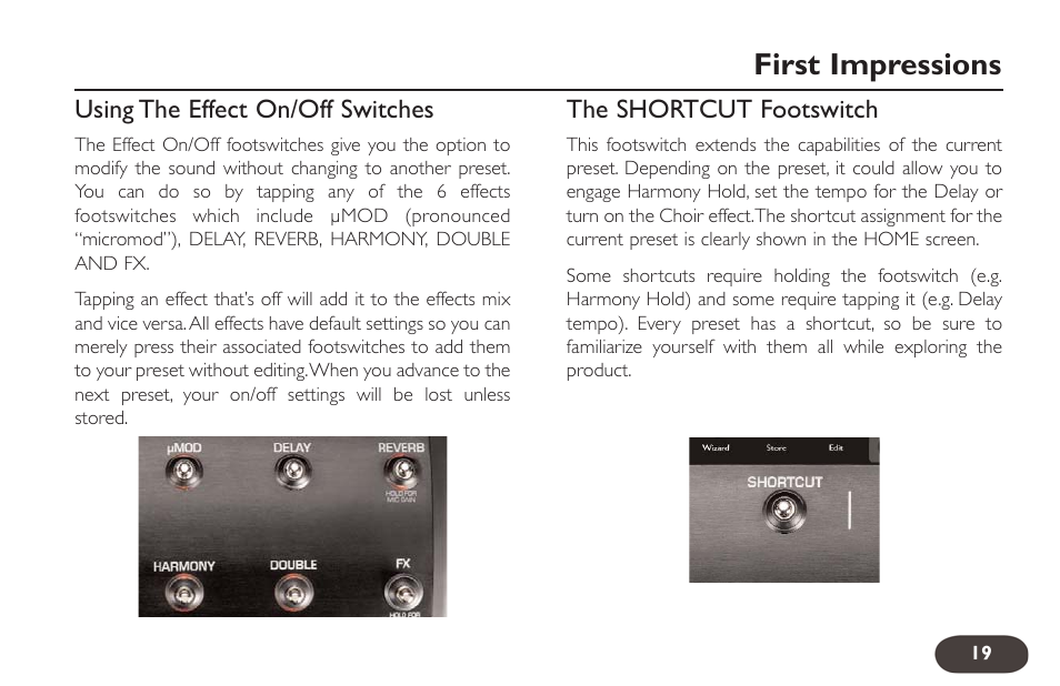 First impressions | TC-Helicon VoiceLive 2 User manual User Manual | Page 19 / 105