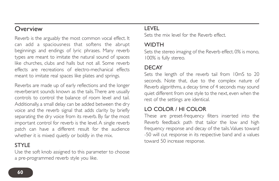 Overview | TC-Helicon VoiceLive 2 User manual User Manual | Page 60 / 105