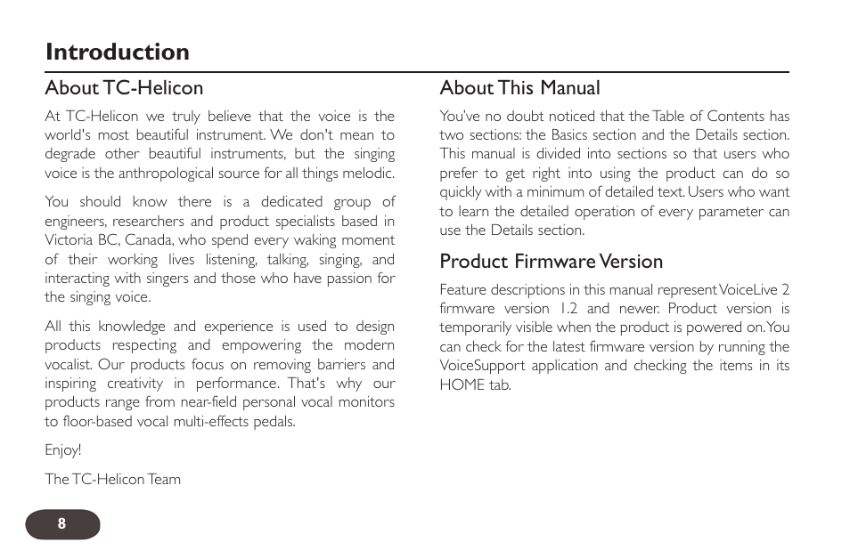 Introduction | TC-Helicon VoiceLive 2 User manual User Manual | Page 8 / 105