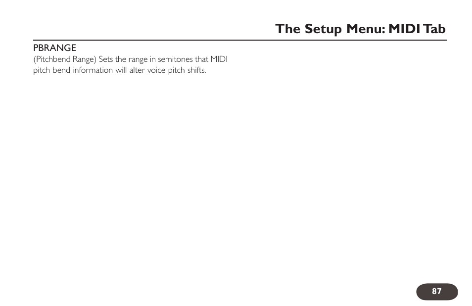 The setup menu: midi tab | TC-Helicon VoiceLive 2 User manual User Manual | Page 87 / 105