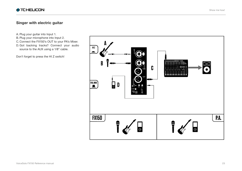 Singer with electric guitar, Fx150 | TC-Helicon Voicesolo FX150 - Reference Manual User Manual | Page 25 / 40