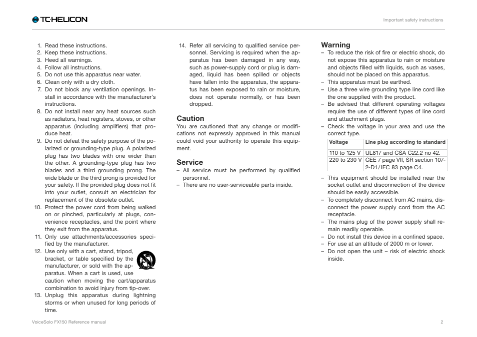 TC-Helicon Voicesolo FX150 - Reference Manual User Manual | Page 4 / 40