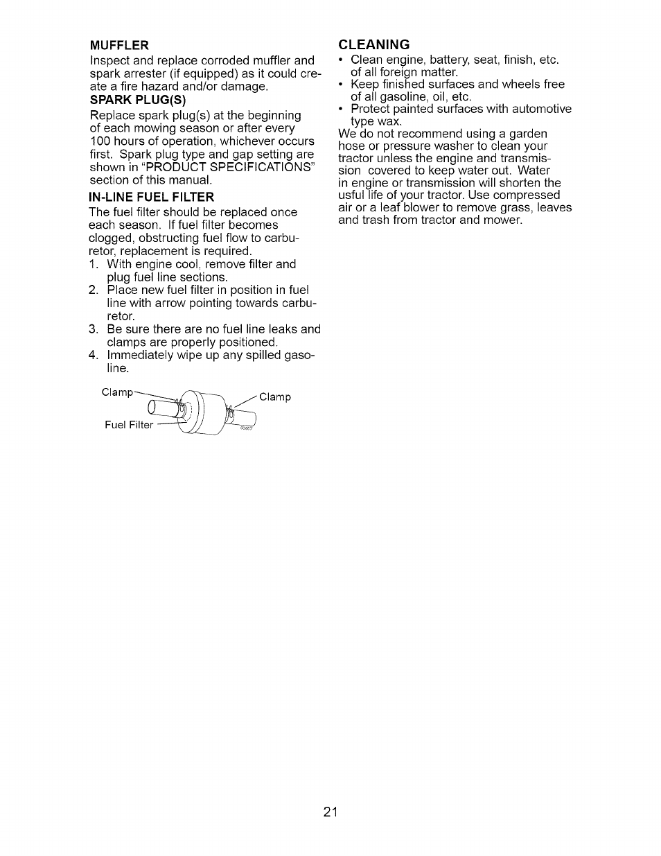 Cleaning | Craftsman 917.275400 User Manual | Page 21 / 56