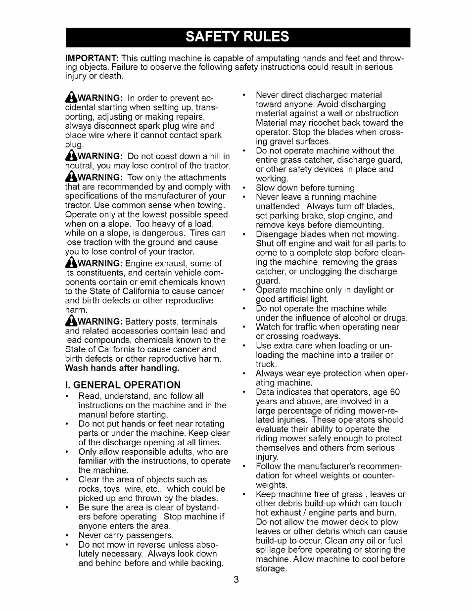 Safety rules | Craftsman 917.275400 User Manual | Page 3 / 56