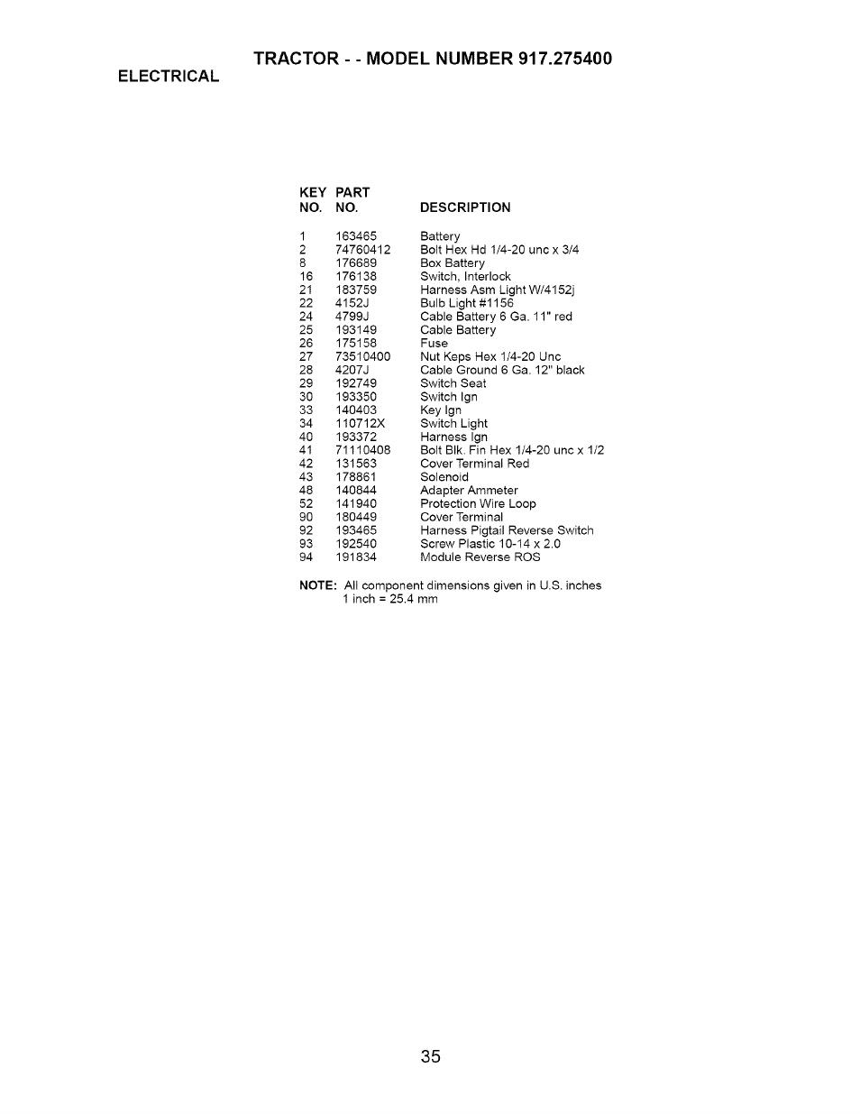 Electrical | Craftsman 917.275400 User Manual | Page 35 / 56