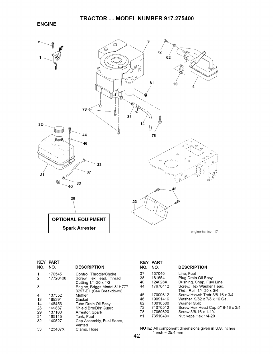 Engine | Craftsman 917.275400 User Manual | Page 42 / 56