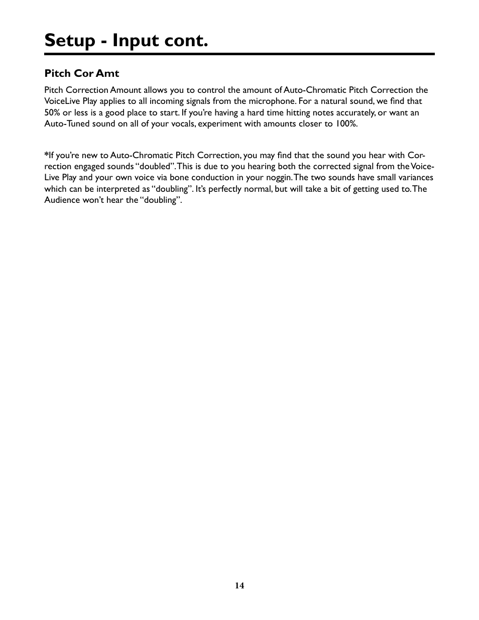 Setup - input cont | TC-Helicon VoiceLive Play Details Manual User Manual | Page 14 / 32