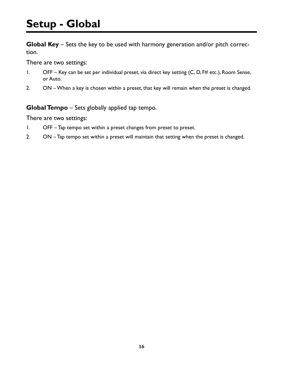 Setup - global | TC-Helicon VoiceLive Play Details Manual User Manual | Page 16 / 32