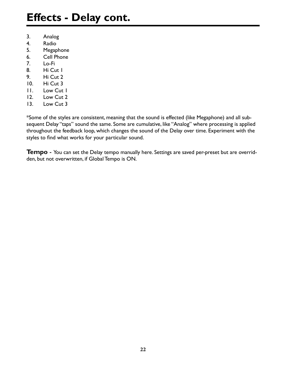 Effects - delay cont | TC-Helicon VoiceLive Play Details Manual User Manual | Page 22 / 32