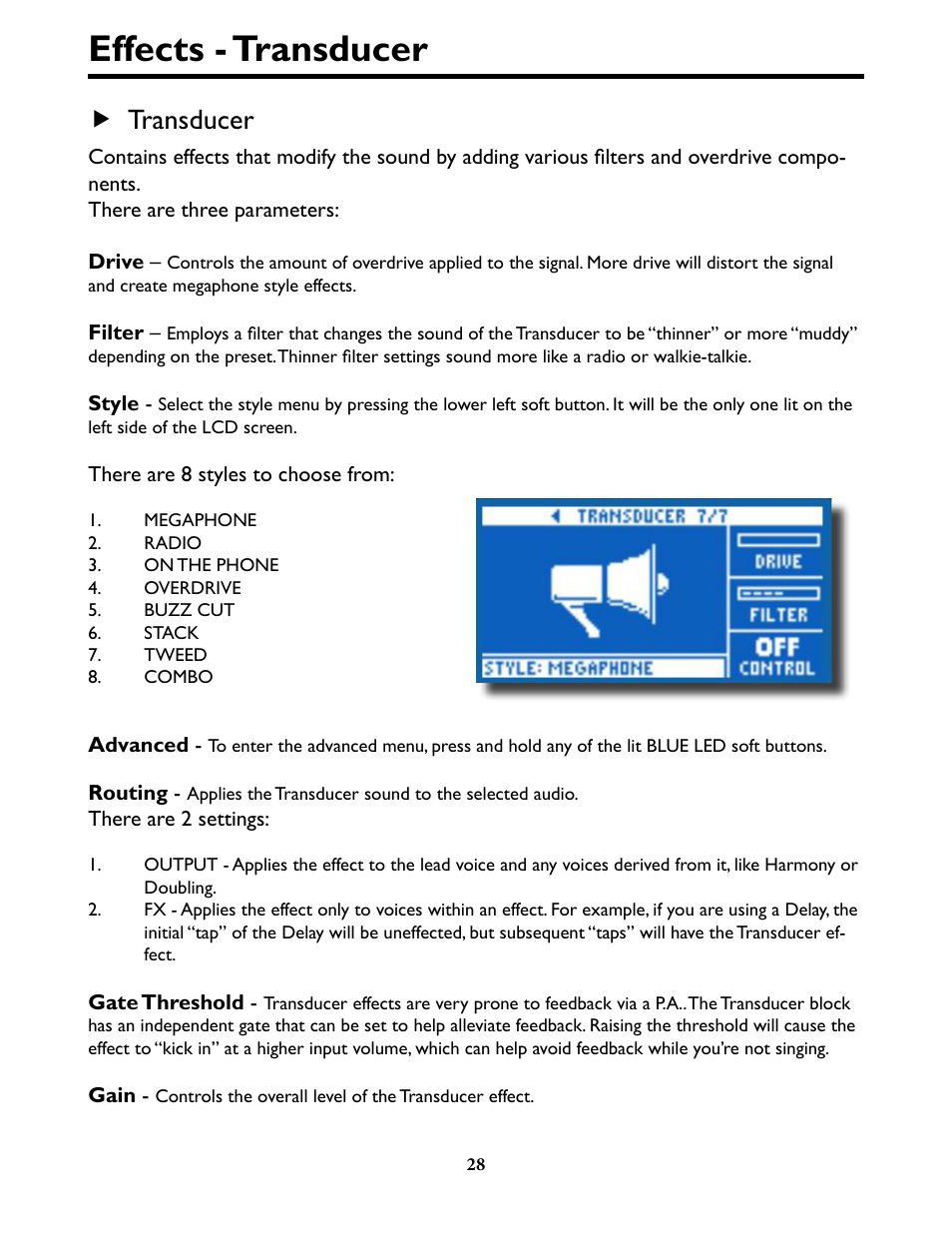 Effects - transducer, F transducer | TC-Helicon VoiceLive Play Details Manual User Manual | Page 28 / 32