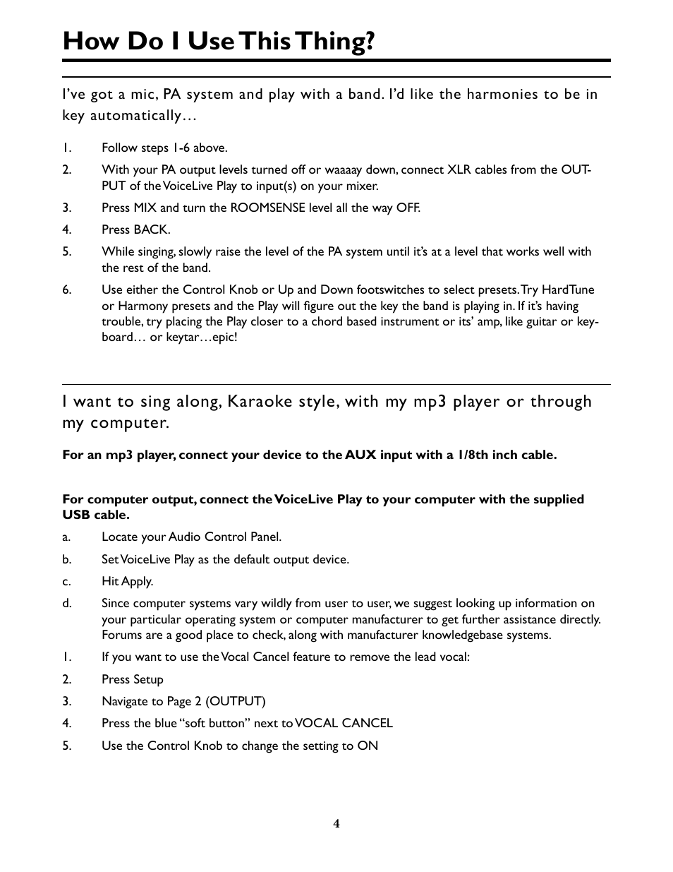 How do i use this thing | TC-Helicon VoiceLive Play Details Manual User Manual | Page 4 / 32