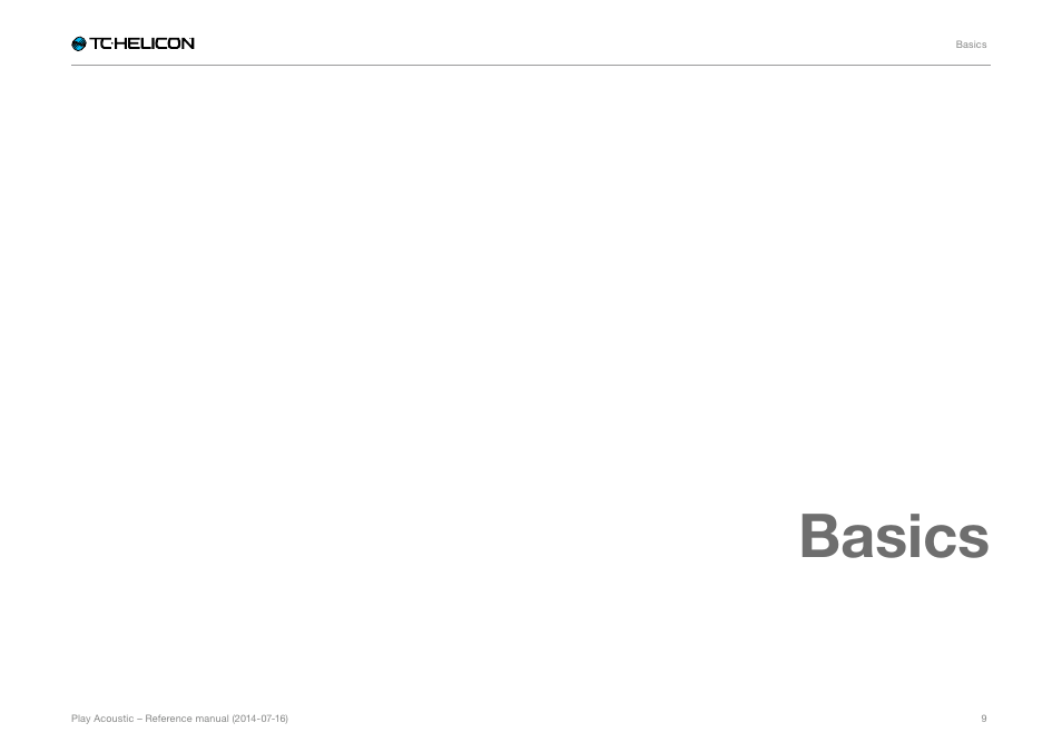 Basics | TC-Helicon Play Acoustic - Reference Manual User Manual | Page 11 / 75