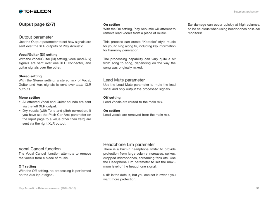 TC-Helicon Play Acoustic - Reference Manual User Manual | Page 33 / 75
