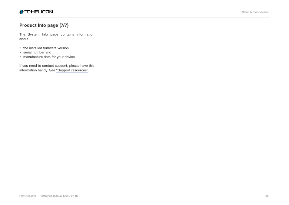 Product info page (7/7) | TC-Helicon Play Acoustic - Reference Manual User Manual | Page 38 / 75