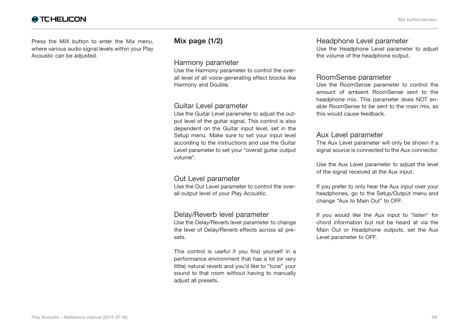 TC-Helicon Play Acoustic - Reference Manual User Manual | Page 60 / 75