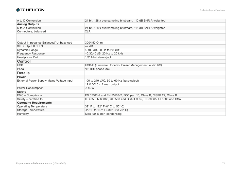 TC-Helicon Play Acoustic - Reference Manual User Manual | Page 74 / 75