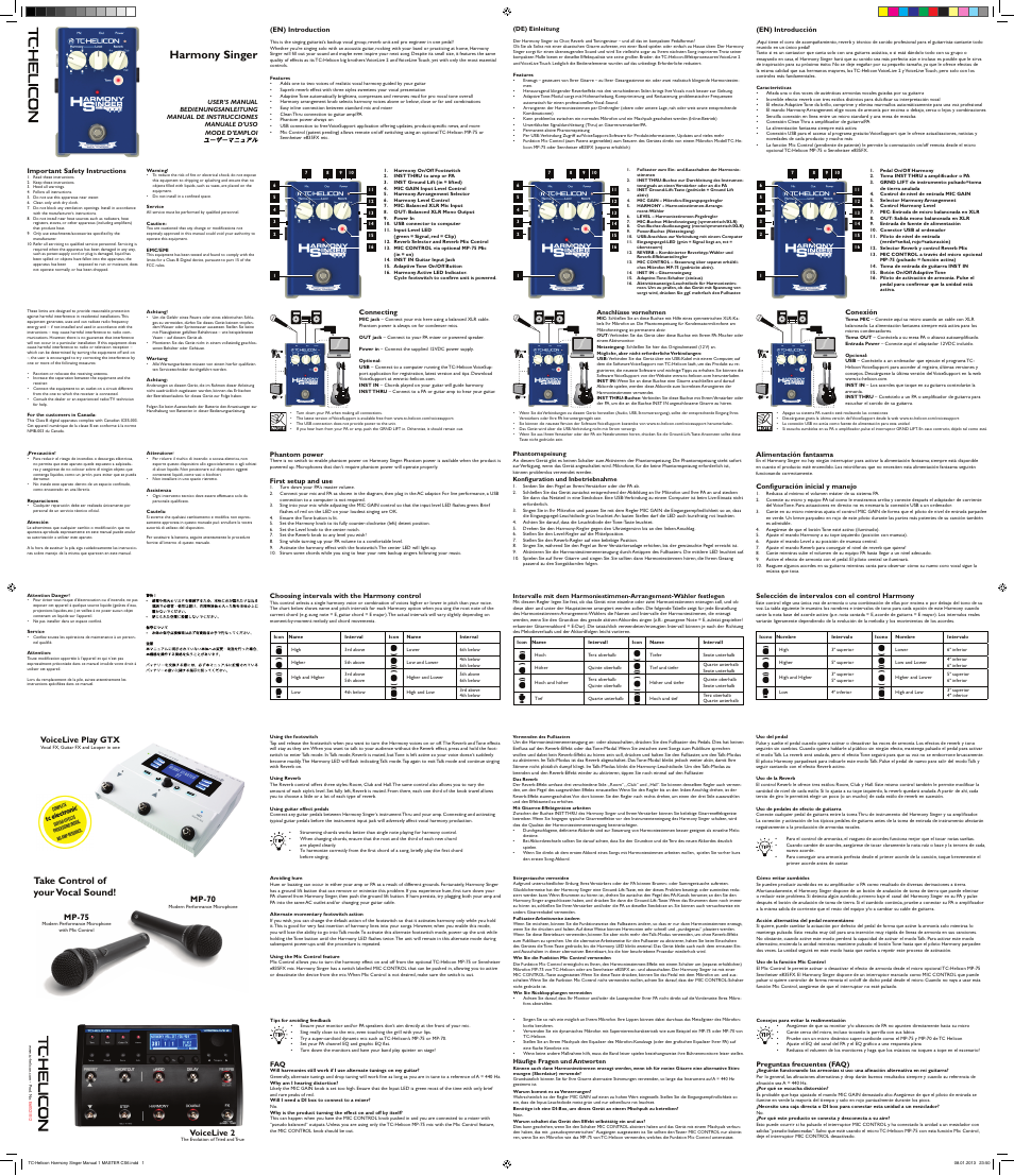 TC-Helicon Harmony Singer Manual User Manual | 2 pages