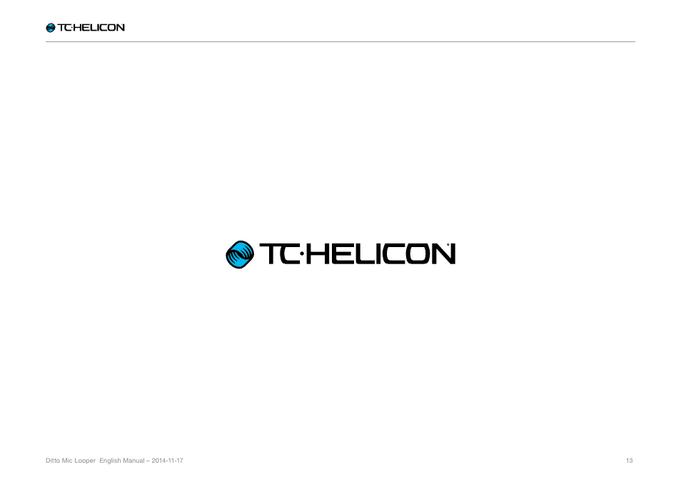 TC-Helicon Ditto Mic Looper - Reference Manual User Manual | Page 15 / 15