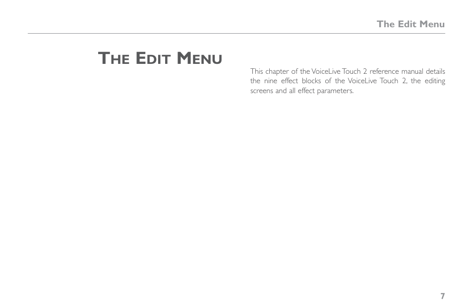 The edit menu | TC-Helicon VoiceLive Touch 2 Reference Manual User Manual | Page 13 / 98