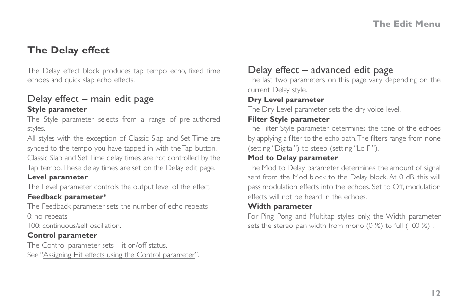 The delay effect | TC-Helicon VoiceLive Touch 2 Reference Manual User Manual | Page 18 / 98