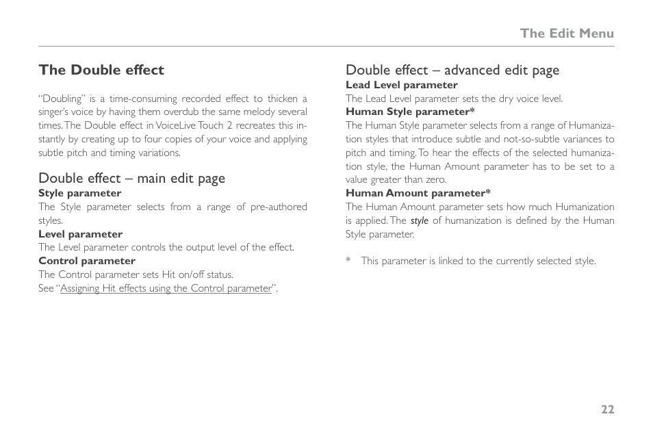 The double effect | TC-Helicon VoiceLive Touch 2 Reference Manual User Manual | Page 28 / 98