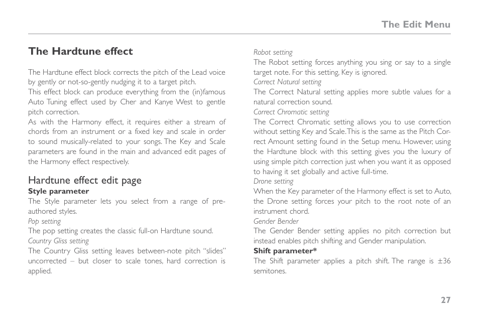 The hardtune effect | TC-Helicon VoiceLive Touch 2 Reference Manual User Manual | Page 33 / 98