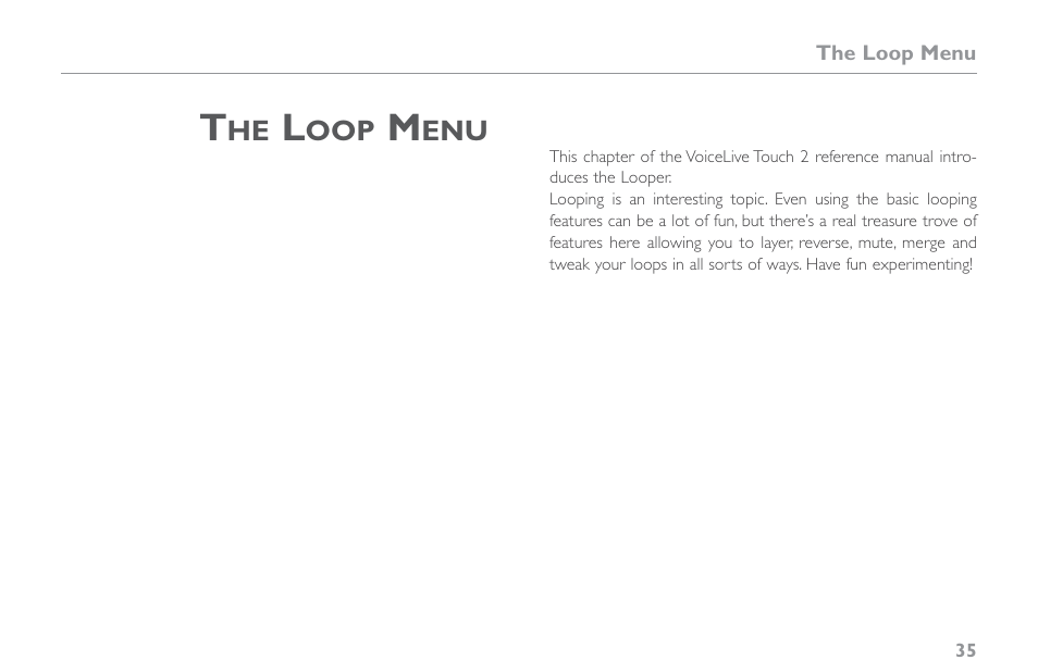 The loop menu | TC-Helicon VoiceLive Touch 2 Reference Manual User Manual | Page 41 / 98