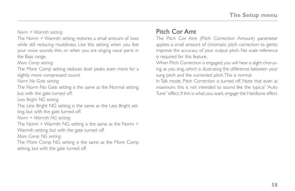 Pitch cor amt | TC-Helicon VoiceLive Touch 2 Reference Manual User Manual | Page 64 / 98