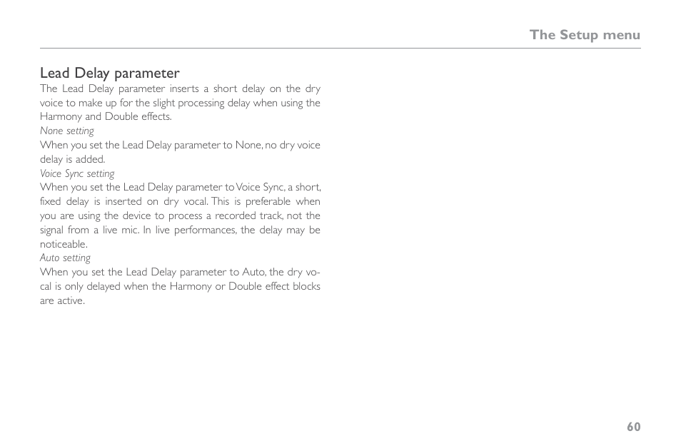 Lead delay parameter | TC-Helicon VoiceLive Touch 2 Reference Manual User Manual | Page 66 / 98