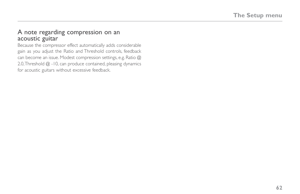 A note regarding compression on an acoustic guitar | TC-Helicon VoiceLive Touch 2 Reference Manual User Manual | Page 68 / 98