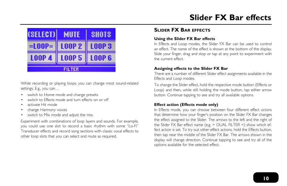 Slider fx bar effects | TC-Helicon VoiceLive Touch 2 Quick Guide User Manual | Page 13 / 17