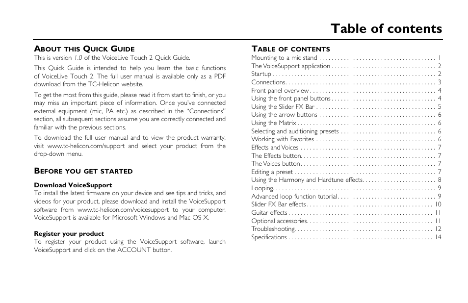 TC-Helicon VoiceLive Touch 2 Quick Guide User Manual | Page 3 / 17