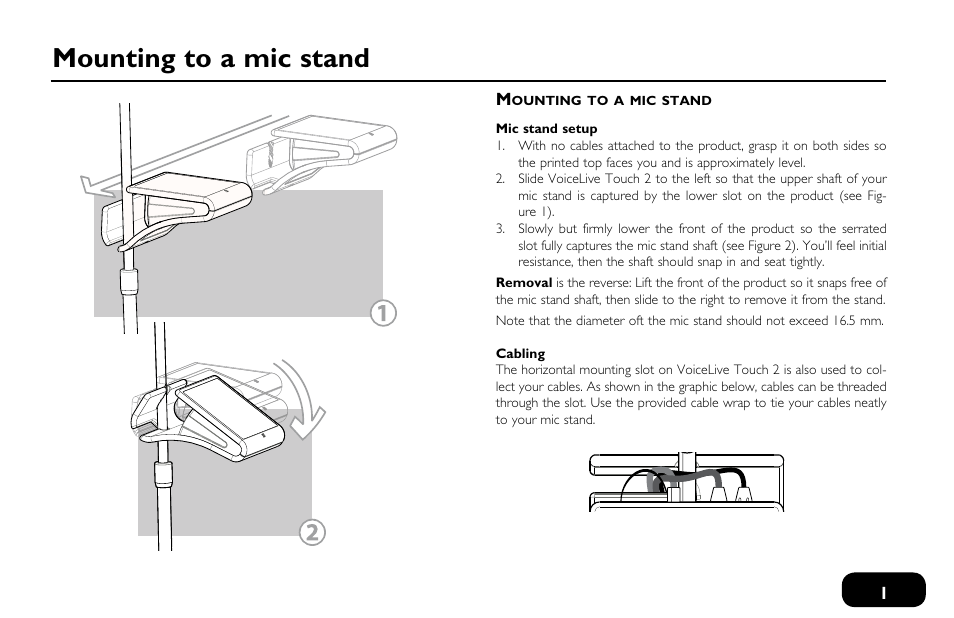 Mounting to a mic stand | TC-Helicon VoiceLive Touch 2 Quick Guide User Manual | Page 4 / 17