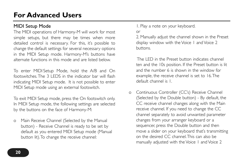 For advanced users | TC-Helicon VoiceTone Harmony-M Manual User Manual | Page 20 / 28