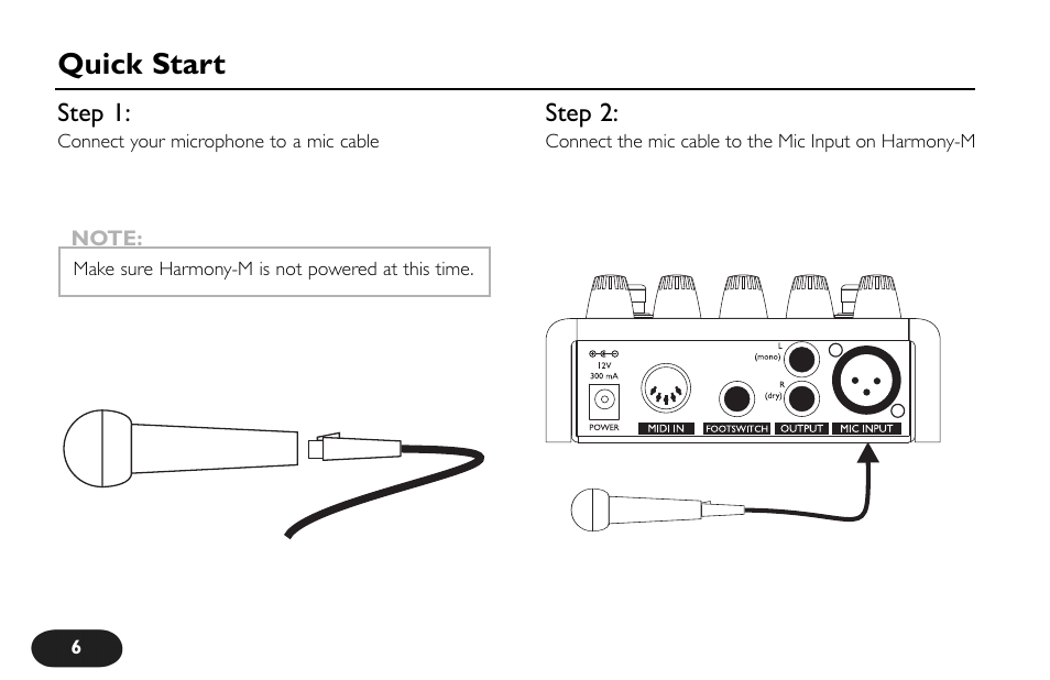 Quick start | TC-Helicon VoiceTone Harmony-M Manual User Manual | Page 6 / 28