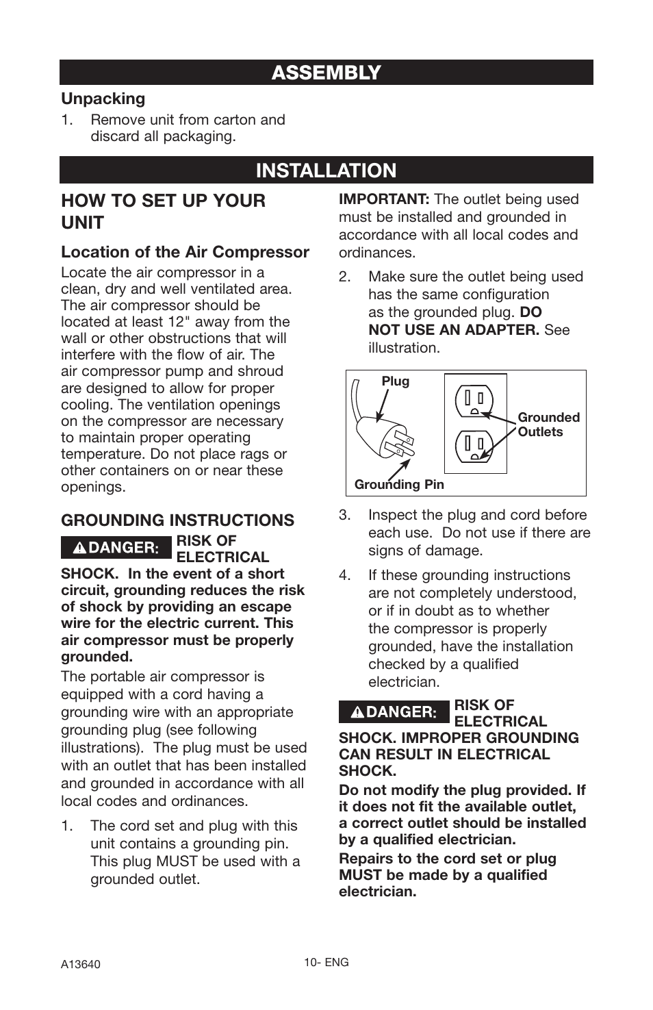Installation, Assembly, How to set up your unit | Craftsman 919.166442 User Manual | Page 10 / 44