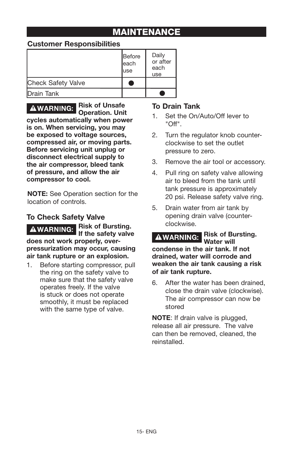 Maintenance | Craftsman 919.166442 User Manual | Page 15 / 44
