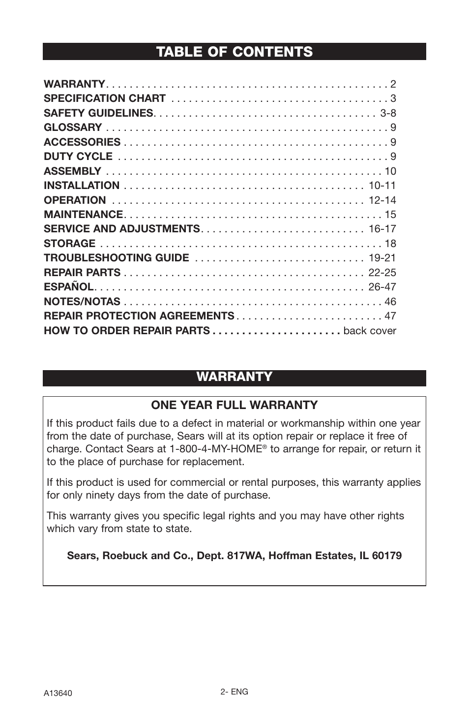 Craftsman 919.166442 User Manual | Page 2 / 44