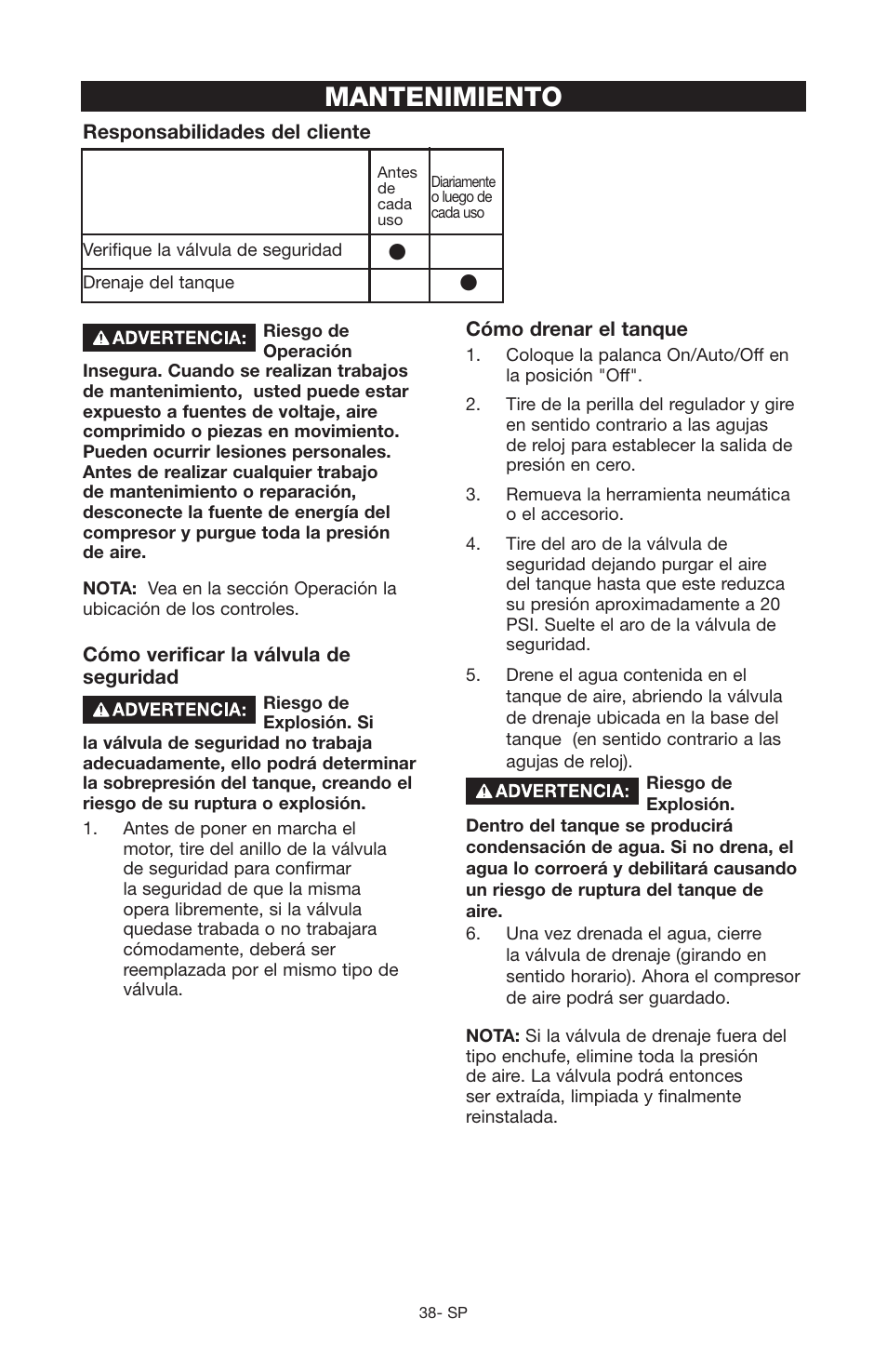 Mantenimiento | Craftsman 919.166442 User Manual | Page 34 / 44