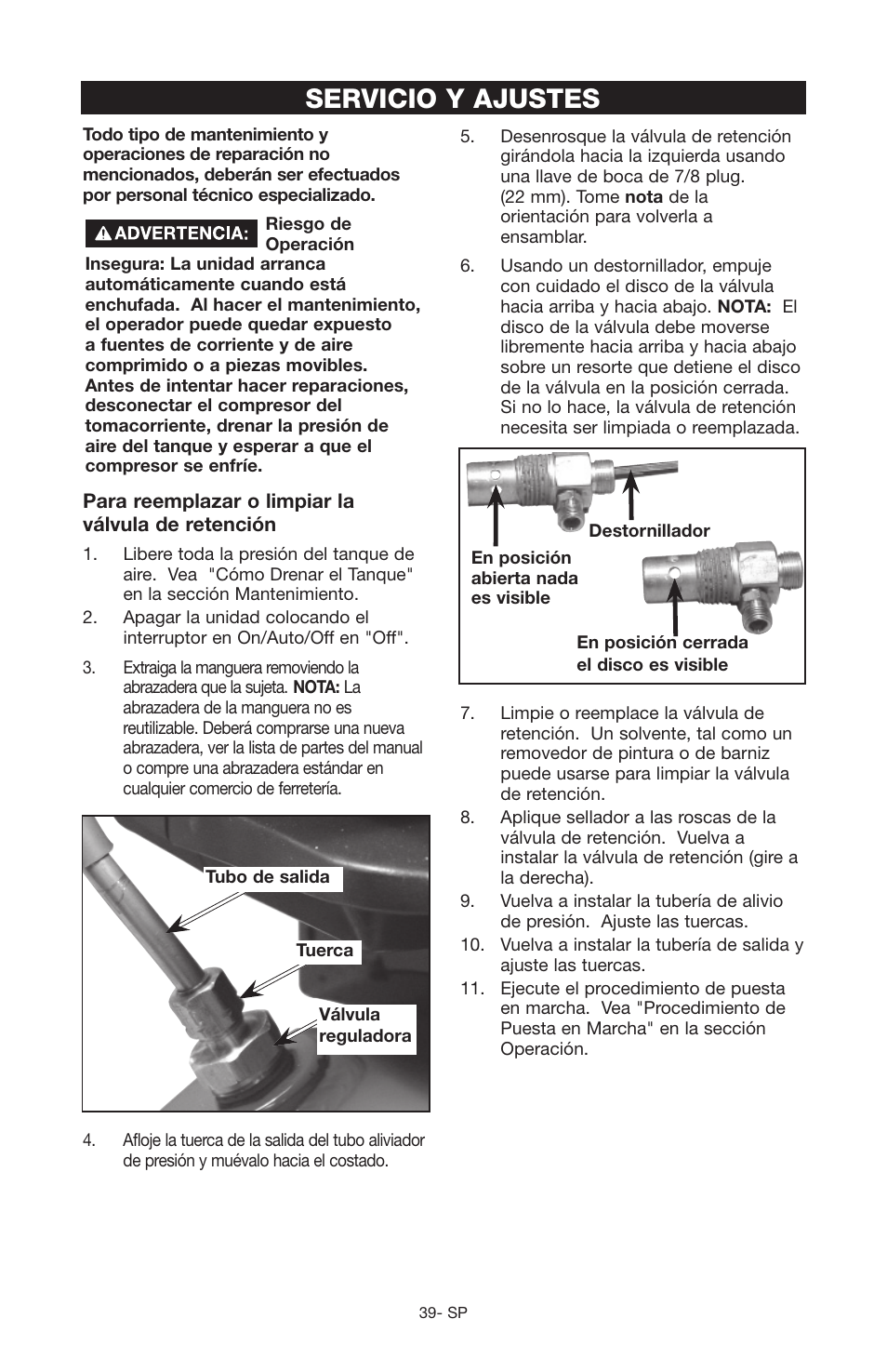 Servicio y ajustes | Craftsman 919.166442 User Manual | Page 35 / 44