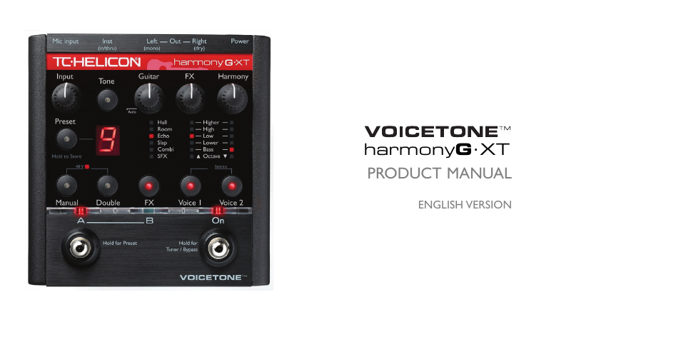 TC-Helicon VoiceTone Harmony-G XT Manual User Manual | 30 pages