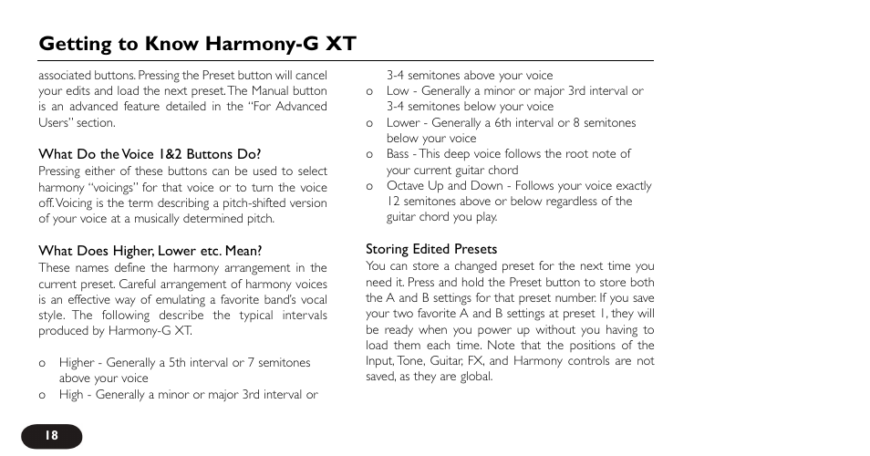 Getting to know harmony-g xt | TC-Helicon VoiceTone Harmony-G XT Manual User Manual | Page 18 / 30